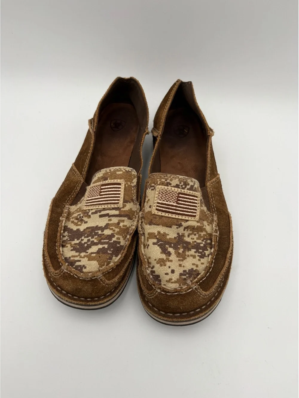 Ariat Cruiser Patriot Men's 8.5B Brown Suede and Canvas Slip-On Shoes American